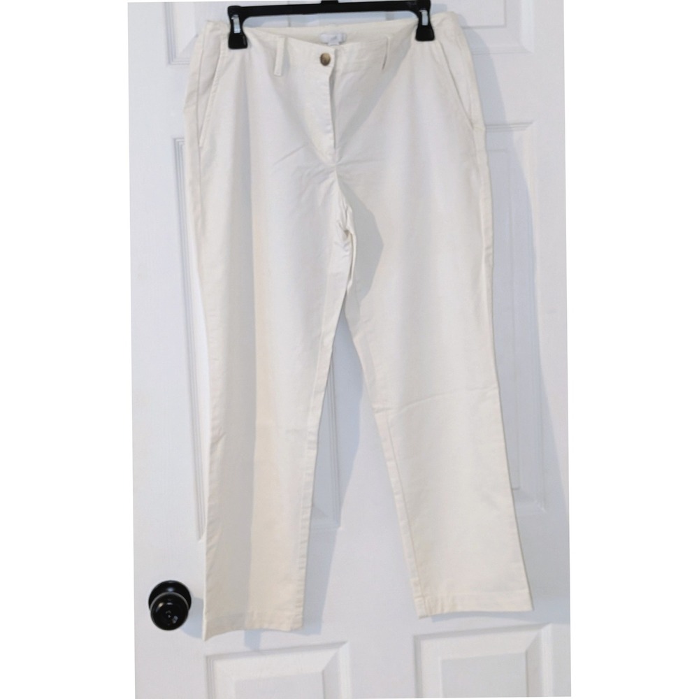 J. Jill Porcelain White Chino Pants Straight Leg Cotton Tencel Size 6 NWT